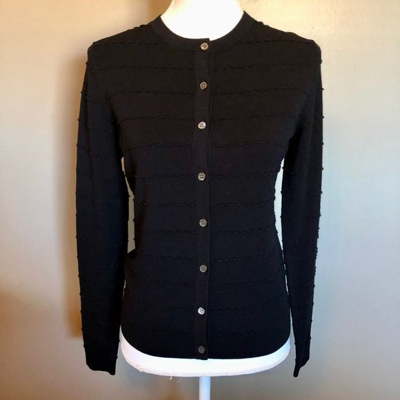 Ann Taylor Black Cardigan Womens S New Ruffled Detail - Picture 3 of 12